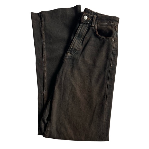 Zara High Rise Cut Off Jeans Brown - Picture 2 of 8